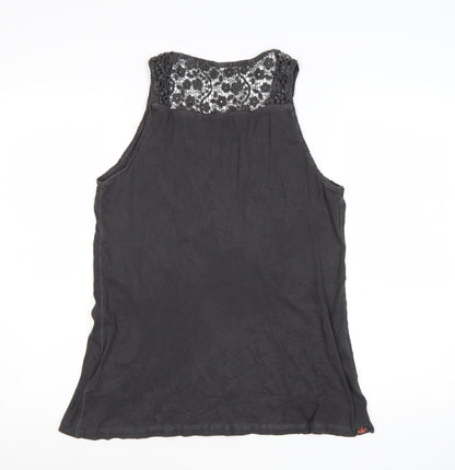 Fat Face Womens Black Lace Trim Cotton Tank Top Size 18