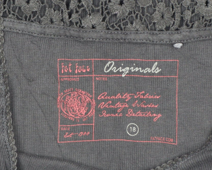 Fat Face Womens Black Lace Trim Cotton Tank Top Size 18