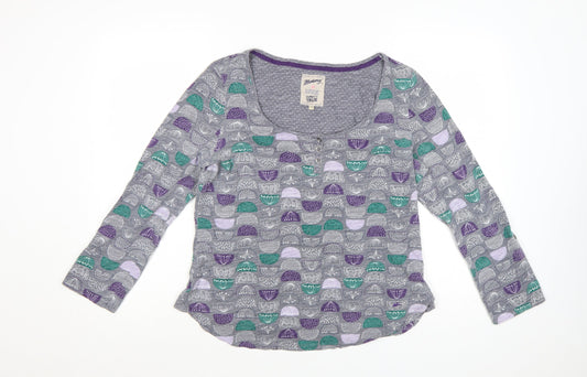 Mantaray Womens Grey Geometric Cotton Jersey Long Sleeve T-Shirt Size 16