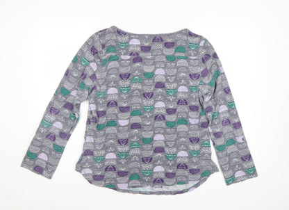 Mantaray Womens Grey Geometric Cotton Jersey Long Sleeve T-Shirt Size 16
