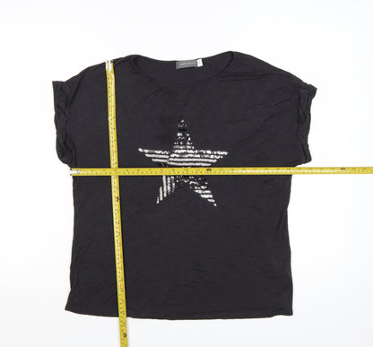 Mint Velvet Women's Black Sequin Star T-Shirt Size L