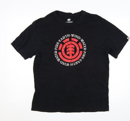 Element Men's Black Regular Fit Graphic T-Shirt L 100% Cotton