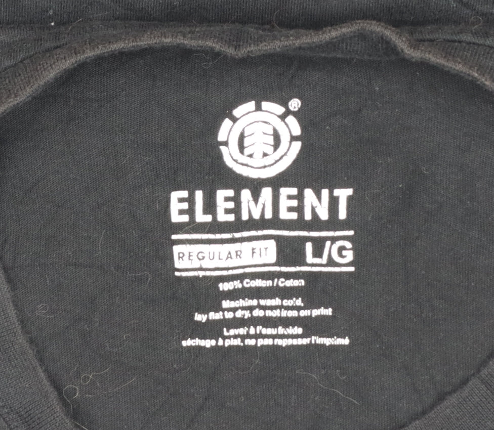 Element Men's Black Regular Fit Graphic T-Shirt L 100% Cotton