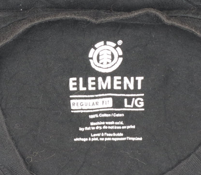 Element Men's Black Regular Fit Graphic T-Shirt L 100% Cotton