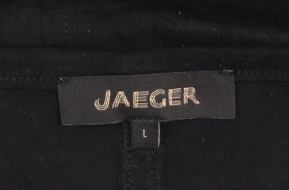 Jaeger Womens Black V-Neck Short Sleeve Jersey T-Shirt Size L