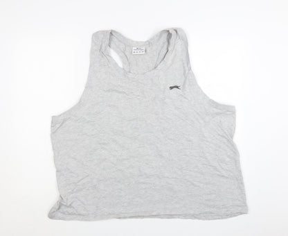 Slazenger Men's Grey Sleeveless T-Shirt 4XL Cotton Blend Sports Vest