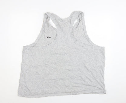 Slazenger Men's Grey Sleeveless T-Shirt 4XL Cotton Blend Sports Vest