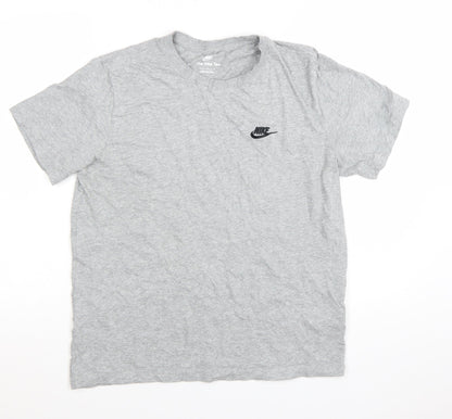 Nike Men's Grey Cotton Crew Neck Short Sleeve Sports T-Shirt M