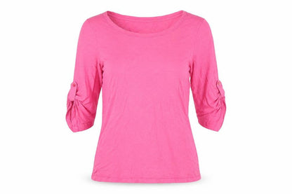 Jigsaw Women’s Pink Cotton 3/4 Sleeve Scoop Neck T-Shirt Size S