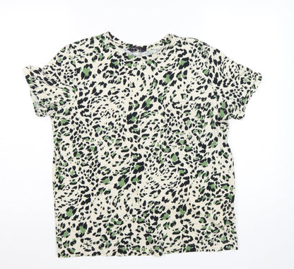 Marks and Spencer Womens Multicoloured Animal Print Cotton T-Shirt Size 12