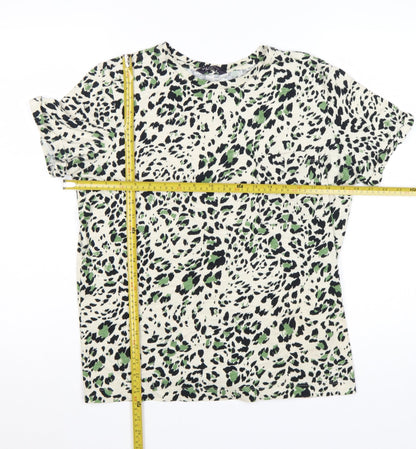 Marks and Spencer Womens Multicoloured Animal Print Cotton T-Shirt Size 12