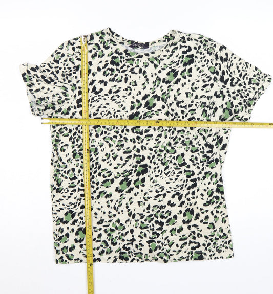 Marks and Spencer Womens Multicoloured Animal Print Cotton T-Shirt Size 12