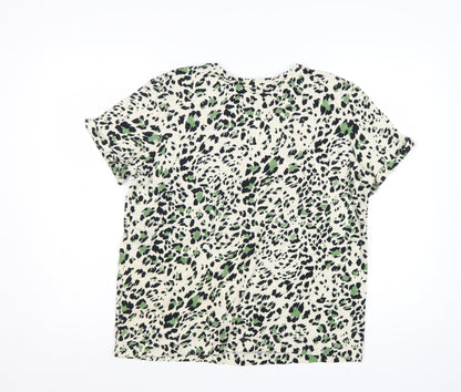 Marks and Spencer Womens Multicoloured Animal Print Cotton T-Shirt Size 12