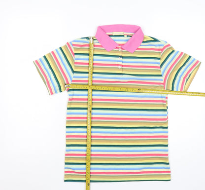 Cottonique Women's Multicoloured Striped Polo Shirt Size S