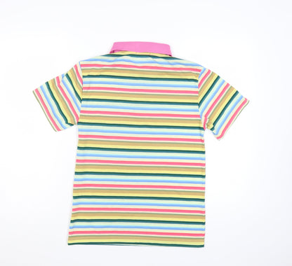 Cottonique Women's Multicoloured Striped Polo Shirt Size S