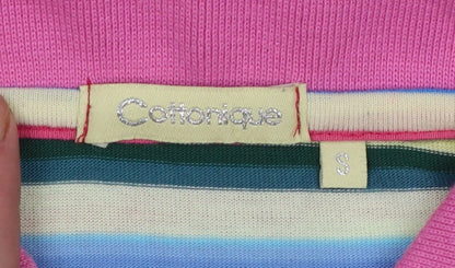 Cottonique Women's Multicoloured Striped Polo Shirt Size S
