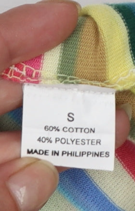 Cottonique Women's Multicoloured Striped Polo Shirt Size S