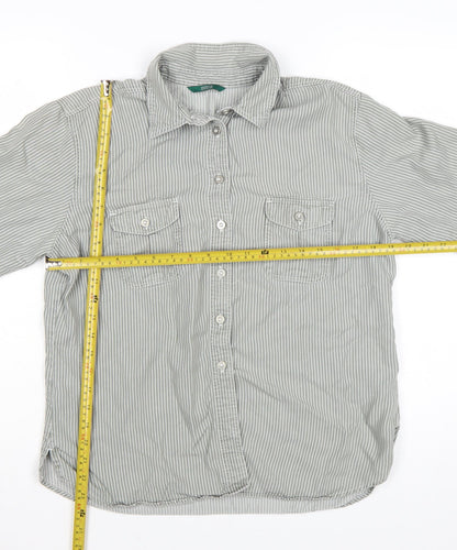 Marks and Spencer Women's Grey Striped Button-Up Shirt Size 16