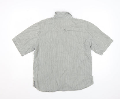 Marks and Spencer Women's Grey Striped Button-Up Shirt Size 16