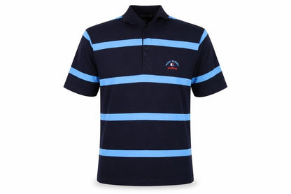 Hugo Samuel Men's Blue Striped 2XL Polo Shirt Nautical Yachting Style