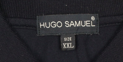 Hugo Samuel Men's Blue Striped 2XL Polo Shirt Nautical Yachting Style