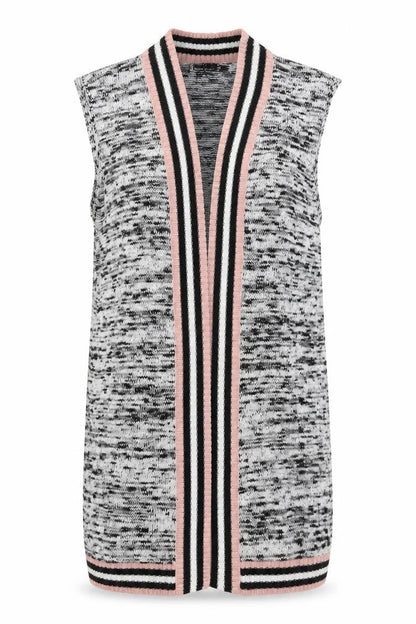 Pop Up Store Women Grey Pink Knit Sleeveless Cardigan Size S
