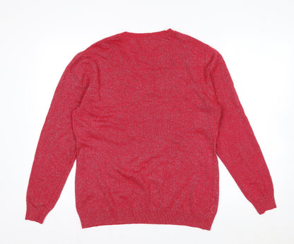 Dabutong Women's Red Crew Neck Pullover Jumper XL Knit