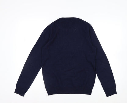 WoolOvers Women Blue Merino Cashmere Star Jumper Size S