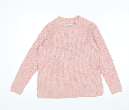 FatFace Women Pink Waffle-Knit Pullover Jumper UK 8