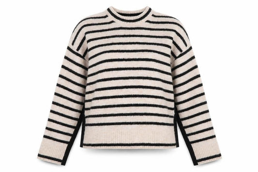 Hush Womens Beige Black Striped Wool Blend Jumper XS
