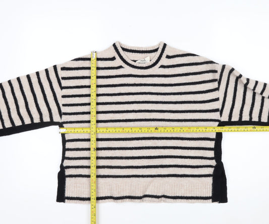 Hush Womens Beige Black Striped Wool Blend Jumper XS