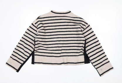Hush Womens Beige Black Striped Wool Blend Jumper XS