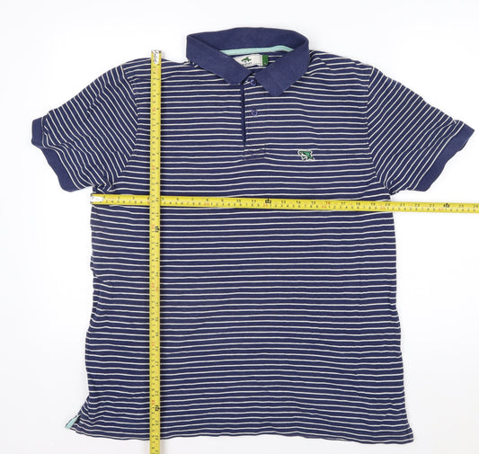 Le Shark Men's Blue Striped Polo Shirt Size L Cotton Casual