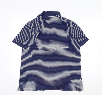 Le Shark Men's Blue Striped Polo Shirt Size L Cotton Casual