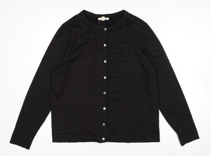 White Stuff Women's Black Glitter Cotton Blend Cardigan Size 18