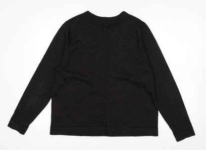 White Stuff Women's Black Glitter Cotton Blend Cardigan Size 18