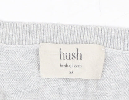 Hush Womens Grey Love Crew Neck Cotton Modal Pullover Jumper XS