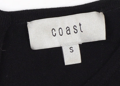 Coast Women Black Floral Hem Pullover Jumper Size S