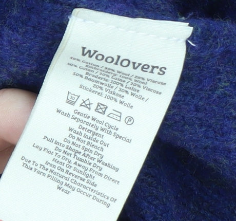 Woolovers Women Blue Floral Embroidered Wool Blend Jumper XL