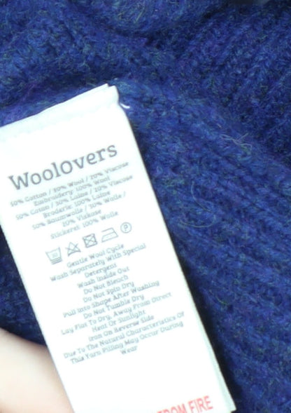 Woolovers Women Blue Floral Embroidered Wool Blend Jumper XL