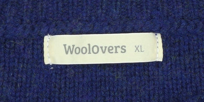 Woolovers Women Blue Floral Embroidered Wool Blend Jumper XL