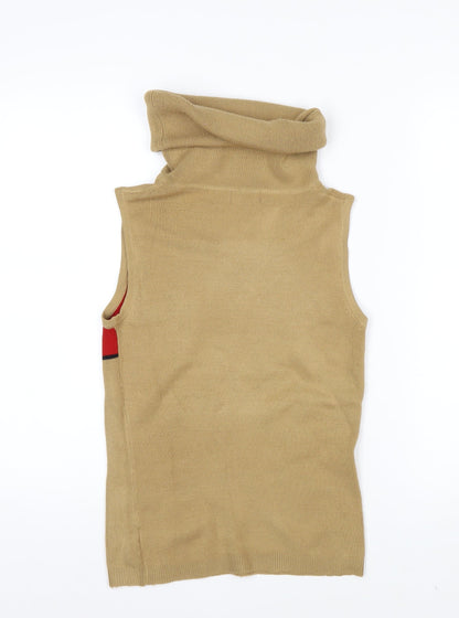 Porte à Porte Women Beige Roll Neck Sleeveless Sequin Jumper S