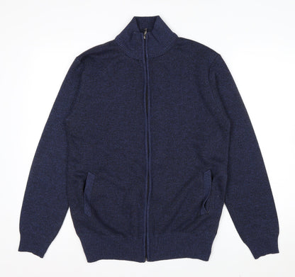 Andrid Men's Blue Wool Blend Full Zip Jumper XL Classic Knit