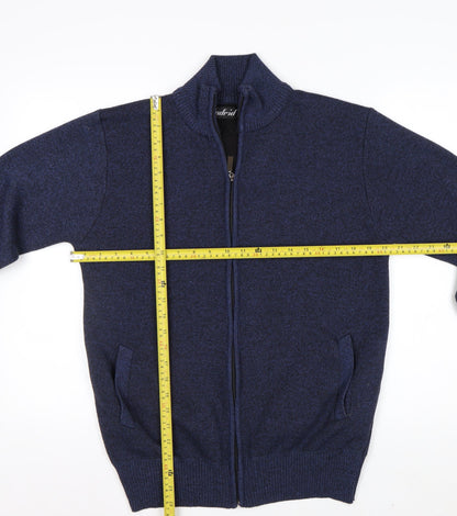 Andrid Men's Blue Wool Blend Full Zip Jumper XL Classic Knit