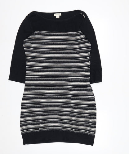 Monsoon Women’s Black Striped Cotton Jumper Dress Size 12