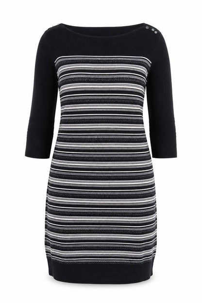 Monsoon Women’s Black Striped Cotton Jumper Dress Size 12