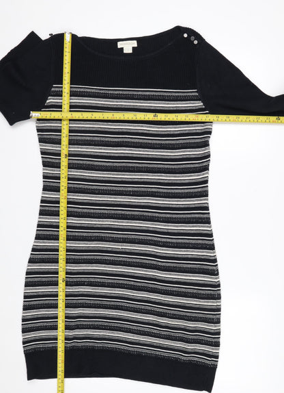 Monsoon Women’s Black Striped Cotton Jumper Dress Size 12