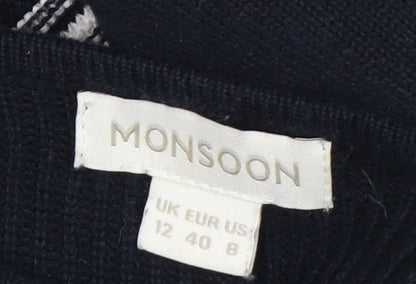 Monsoon Women’s Black Striped Cotton Jumper Dress Size 12