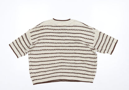 Marks and Spencer Per Una Women’s Beige Striped Knit Jumper L