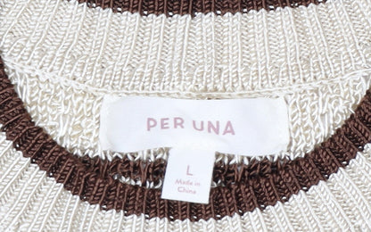 Marks and Spencer Per Una Women’s Beige Striped Knit Jumper L